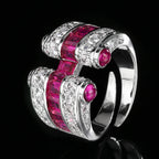 New Retro 3*4MM Ruby Emerald Sapphire Rings Lab Diamond Gemstone Cocktail Party Fine Jewelry Female Anniversary Personality Gift