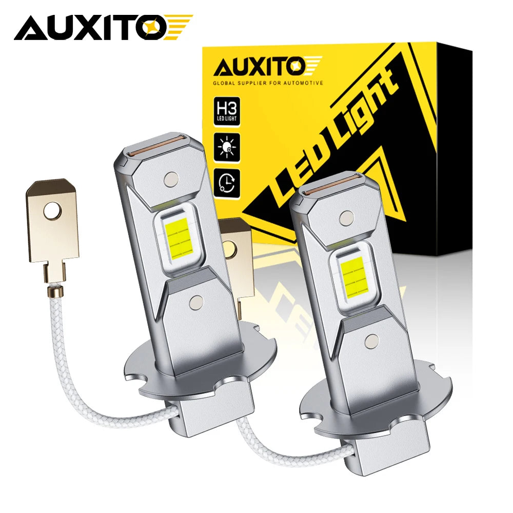 AUXITO 2Pcs H3 LED Canbus Car Lamp Fog Lights DRL High Power H3 LED Yellow 3000K White 6500K H3 Diode lamps Bulb Mini 1:1 12V