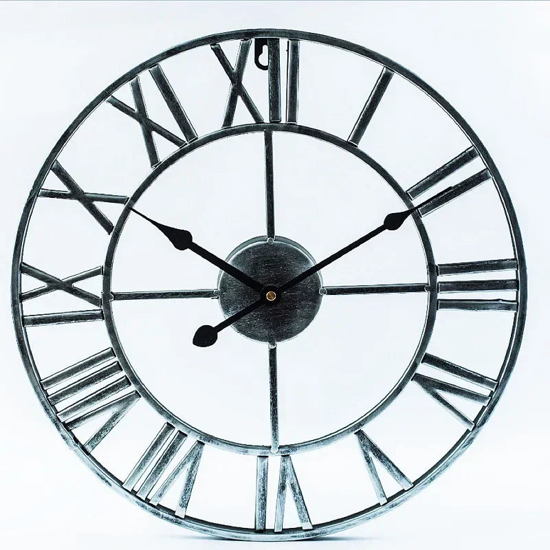 Modern Style 40cm 3D Round Accurate Silent Wall Clocks Roman Numerals Retro Metal Hanging Clock for Living Room 2023 Home Decor