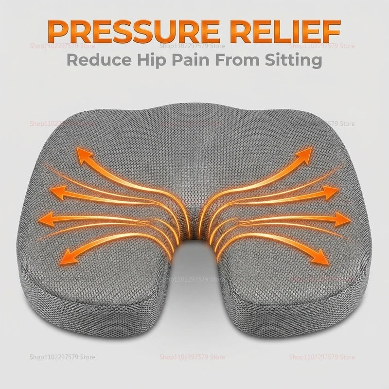 Travel Seat Cushion Memory Foam U-Shaped Pillow for Chair Car Office Hip Support Breathable Comfortable Pad Lumbar Back