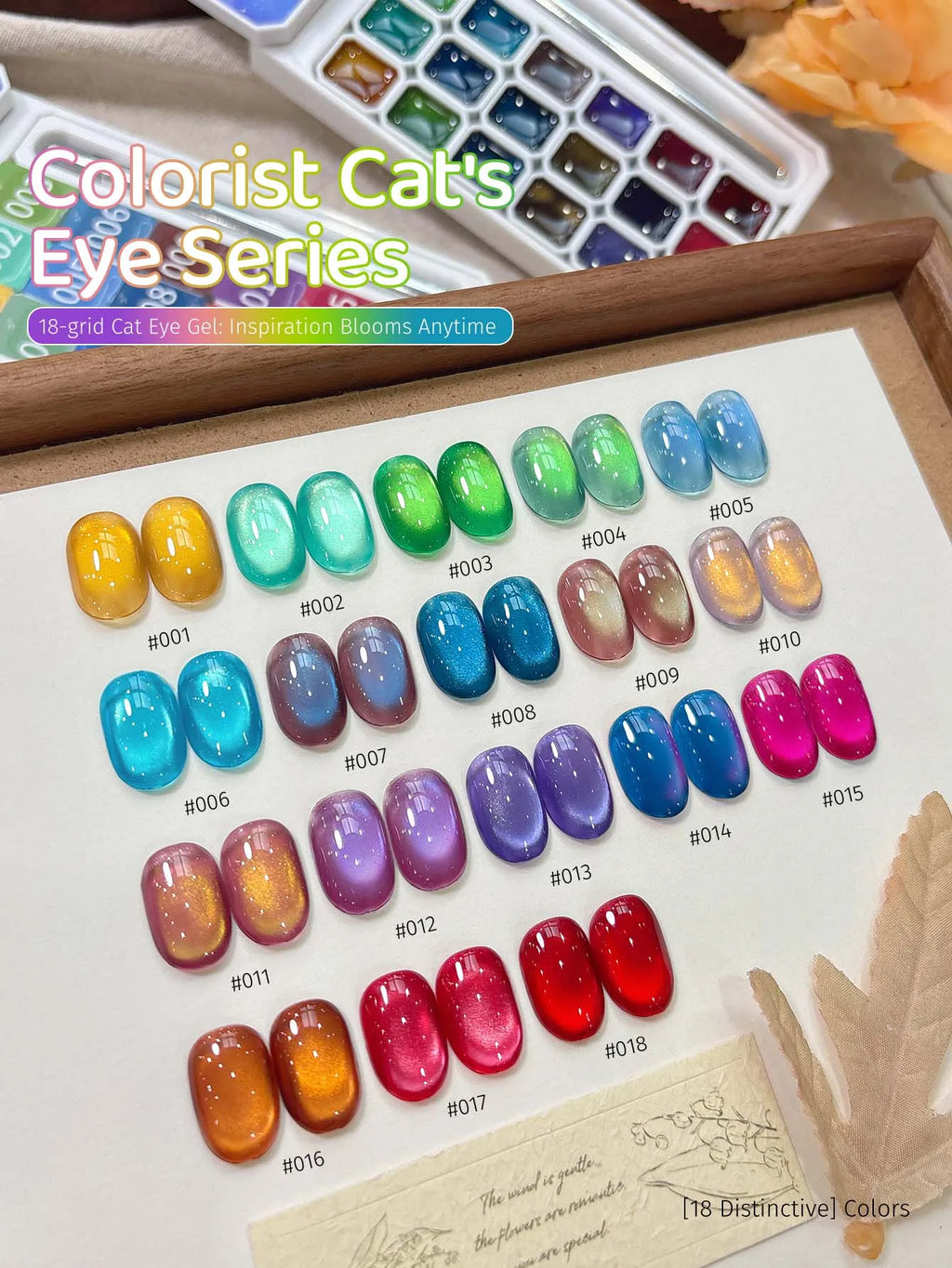 XEIJAYI Cat Eye Gel Nail Polish Semi-Solid High Saturation, 18 Colors, DIY Salon