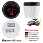 52mm  Trim Gauge Up To Down for Inboard Outboard Engine Boat Marine Trim Tilt Indicator Meter 0-190 Ohm 7 Color Backlight