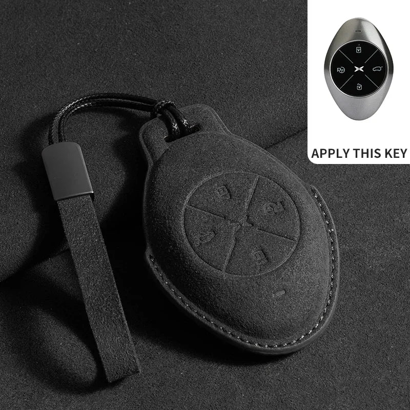 Suede Leather Car Key Case for Xiangpeng Xpeng P5 P7 G3 G6 G9  X2 N5 F30 H93 X9 2019 2020 2021 2022 2023 Remote Fob Shell Case