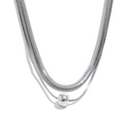 Yhpup Exquisite Chain Waterproof Stainless Steel Double Layer Snake Chain Necklace Bracelet Jewelry Set High Quality Women Gift