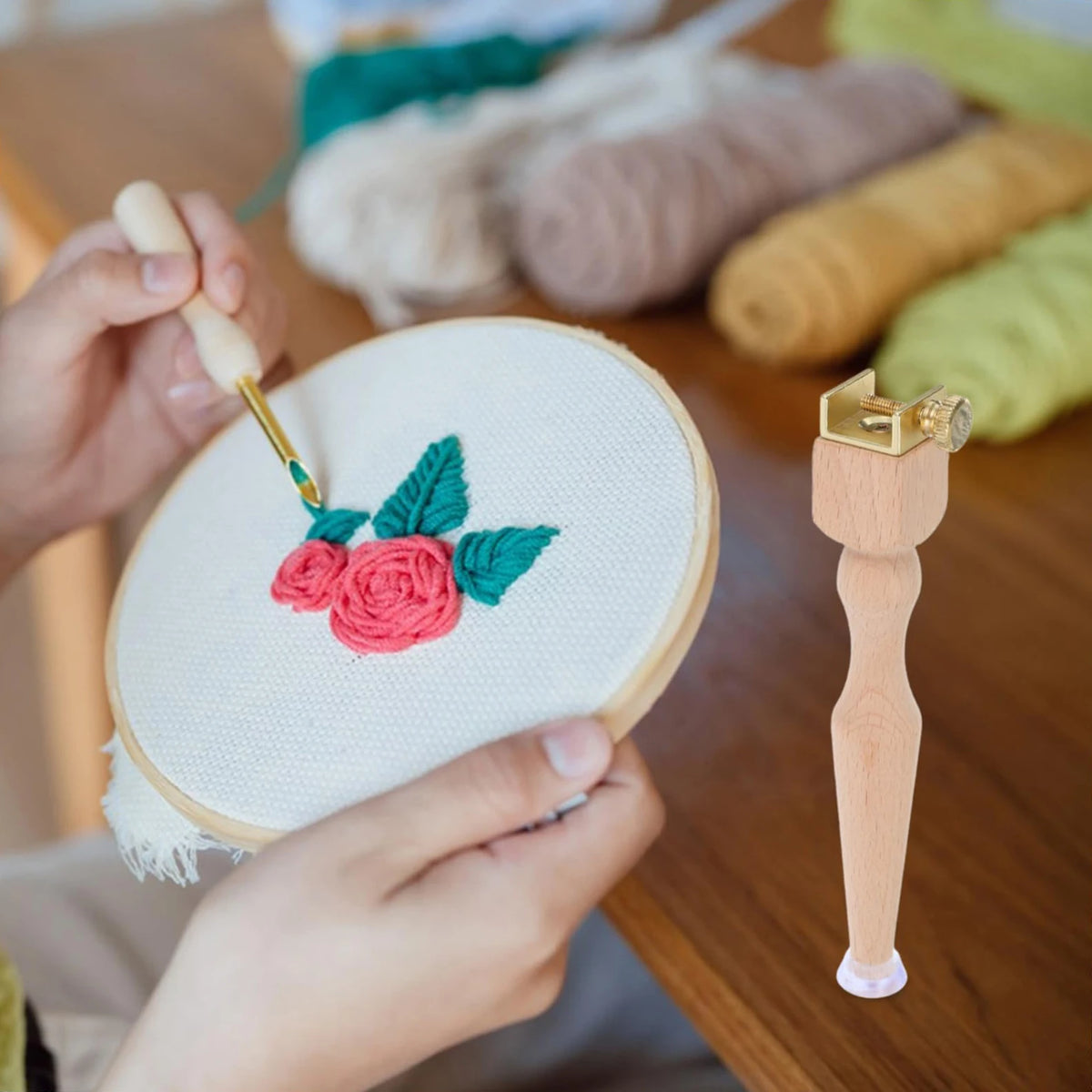 3/4Pcs Adjustable Portable Wooden Embroidery Hoop Stand For Handmade Cross Stitch Hoop Embroidery Ring Frame Embroidery Tools