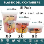 Food Storage Containers with Lids 8/16/32oz Freezer Deli Cups BPA-Free Leakproof Takeout Container Meal Prep Microwave Safe