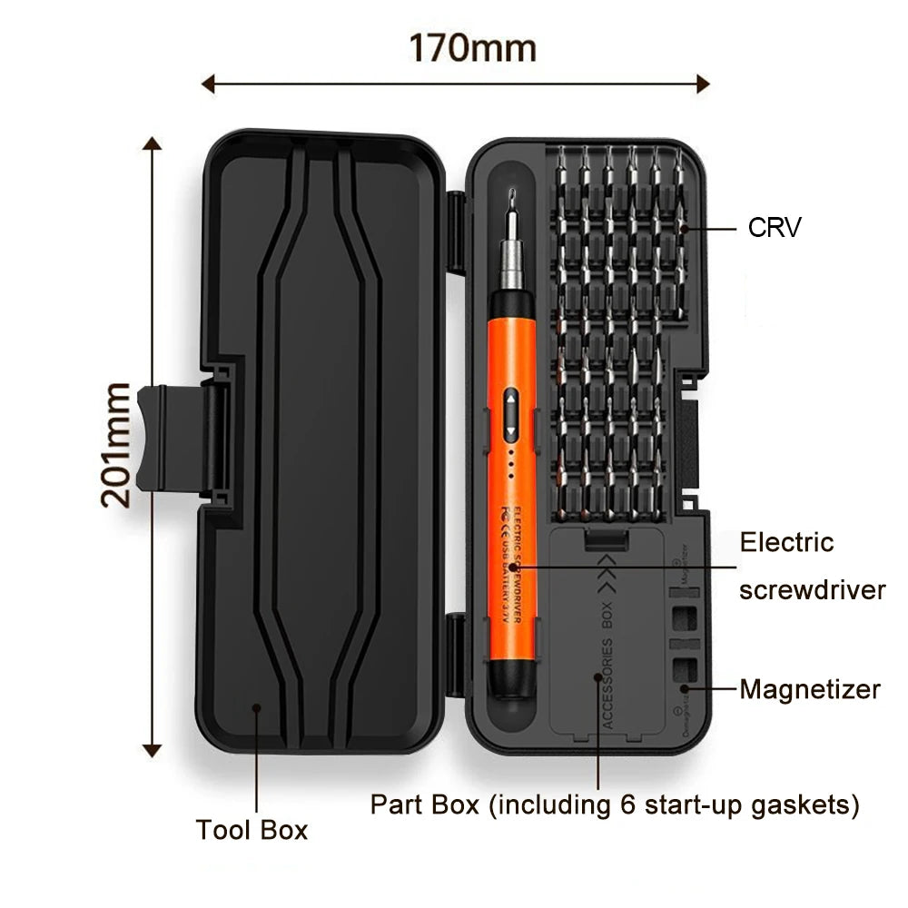 Electric Screwdriver Set Precision Power Tool Kit Rechargeable Wireless Mini Small Bits for Mobile Cell computer Repair CRV