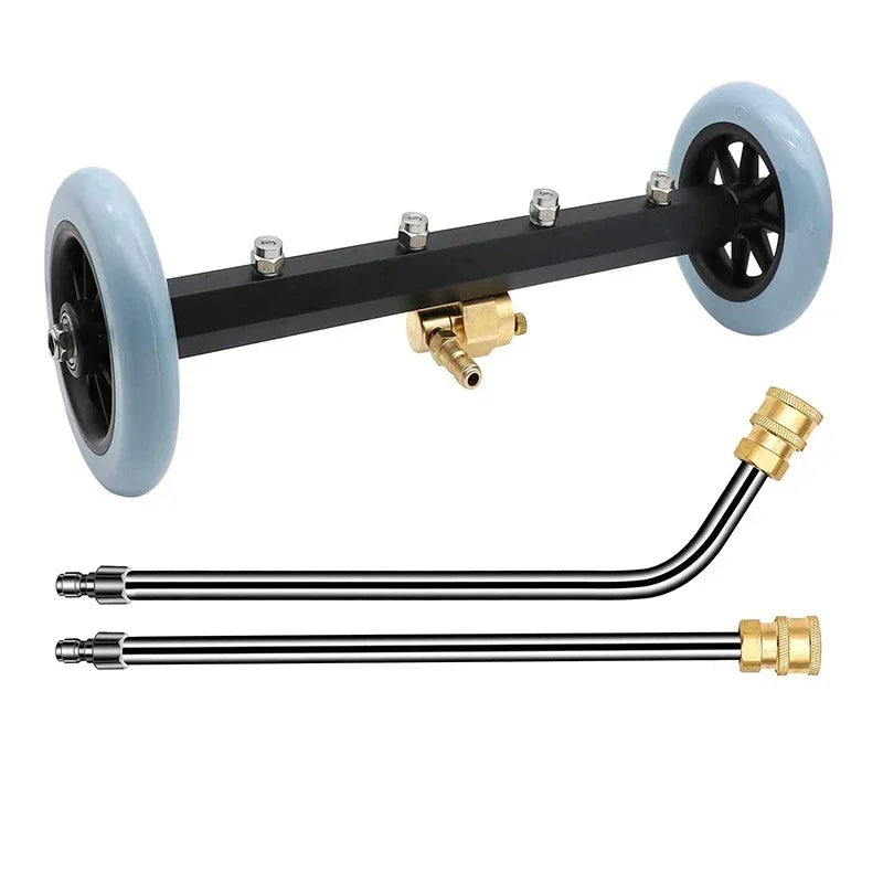 16in undercarriage pressure washer water broom 5000 PSI with 2 extension rods, 3pc set