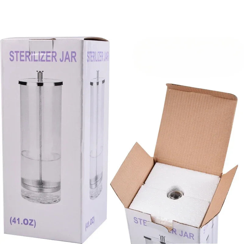 Sterilizer Jar Comb Sterilization Tank Barber Glass Cleaning Spa Eyelash Extensions Nail Tool Barber Sanitizing Disinfection