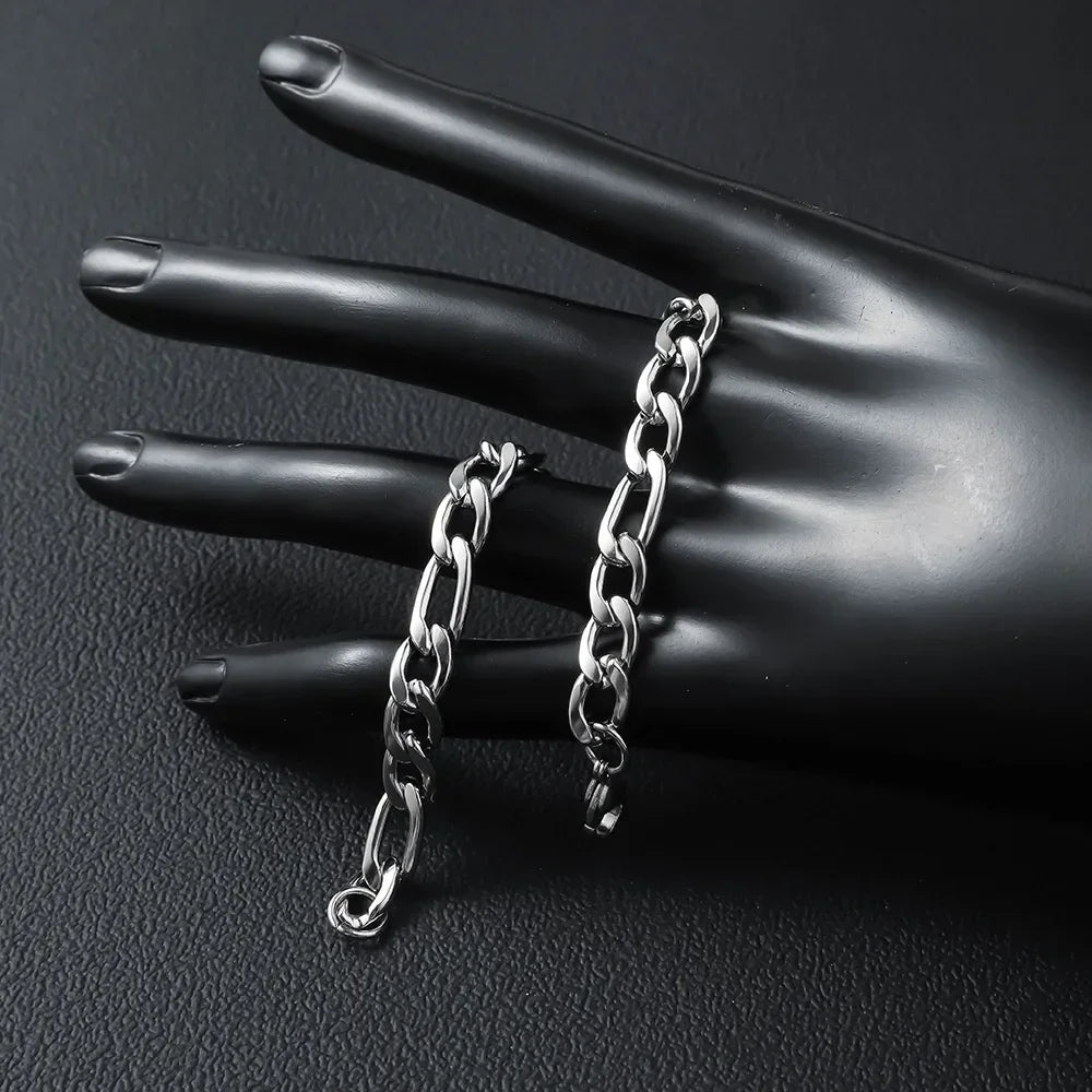 Punk 925 sterling silver 4/6MM 8 Inches Figaro Chain For Men Simple Women Hip Hop Bracelet Jewelry Party Accessories Wholesale