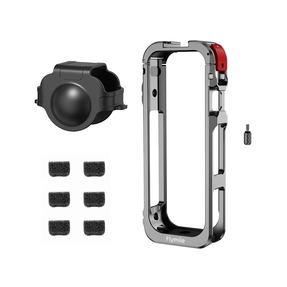 Aluminum Protective Case For Insta360 X5 Camera Frame Rabbit Cage With Silicone Lens Cover Cold Shoe For Insta 360 X5 Accessory