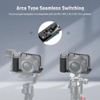 NEEWER ZV-E10 Camera Cage with Silicone Grip Arca Type QR Base Protective Metal Video Rig for DJI RS Gimbals Sony ZV-E10