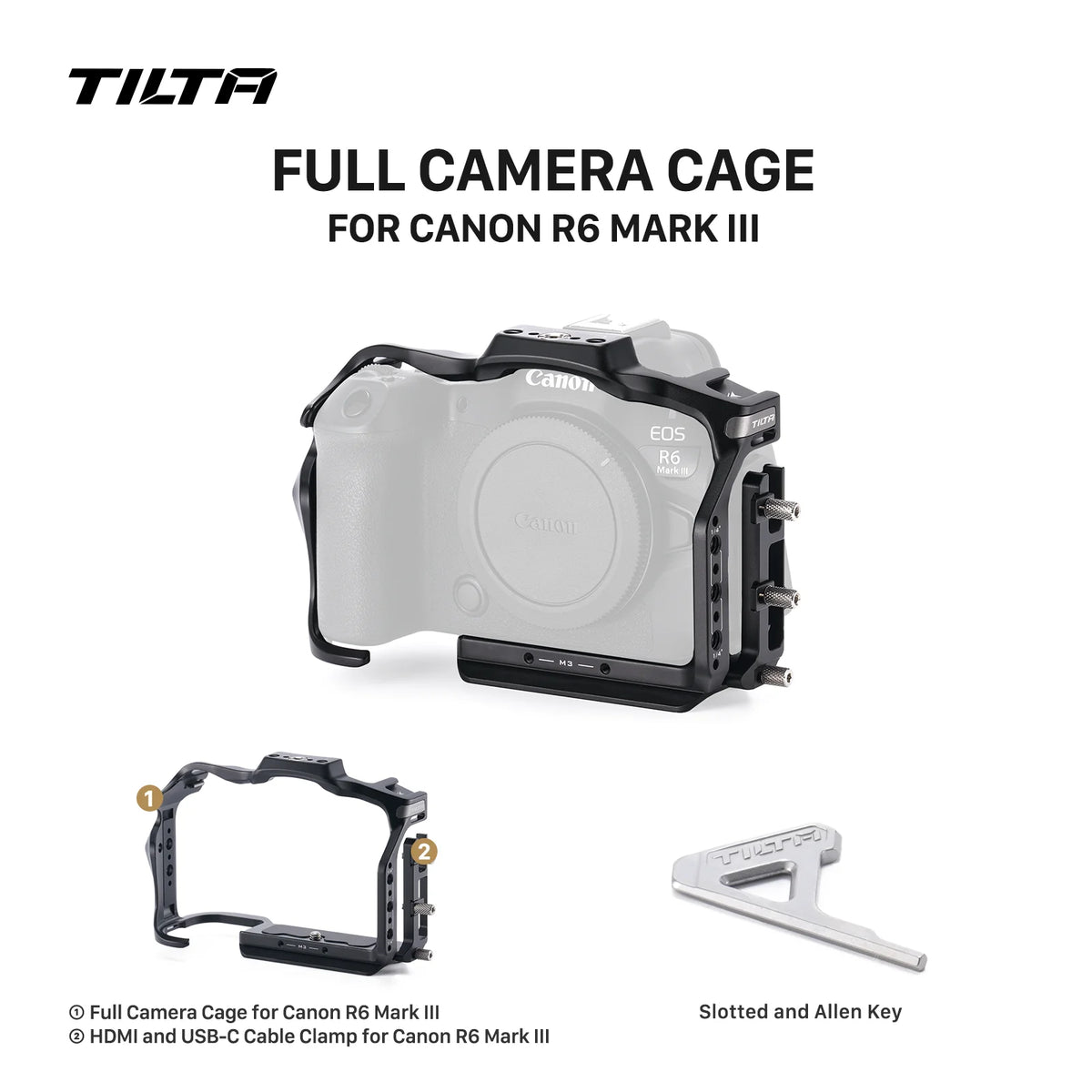 Tilta Camera Cage for Canon EOS R6 Mark III / R5 Mark II with cable clamp, top handle, Arca base