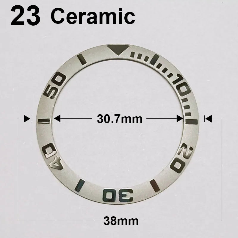 Ceramic sloped luminous watch bezel insert 38-30.7mm fits 40mm case, assorted colors