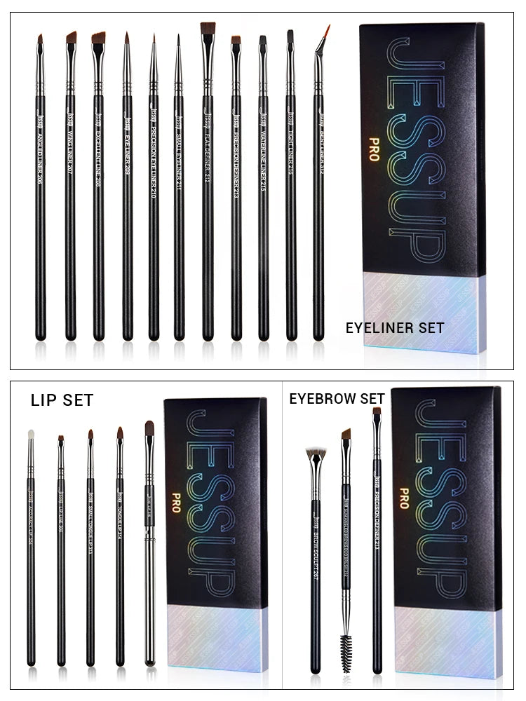 Jessup Lip brushes set,Pro contour different lip shapes,Synthetic,small/cat-tongue /flat/round/tapered-tip lipliner brush T325