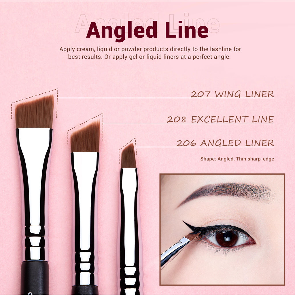 Jessup Eyeliner Brushes set,11pcs Eyeliner Brush Professional,Tapered Angled Flat Ultra Fine Precision Eyeliner Brush set T324
