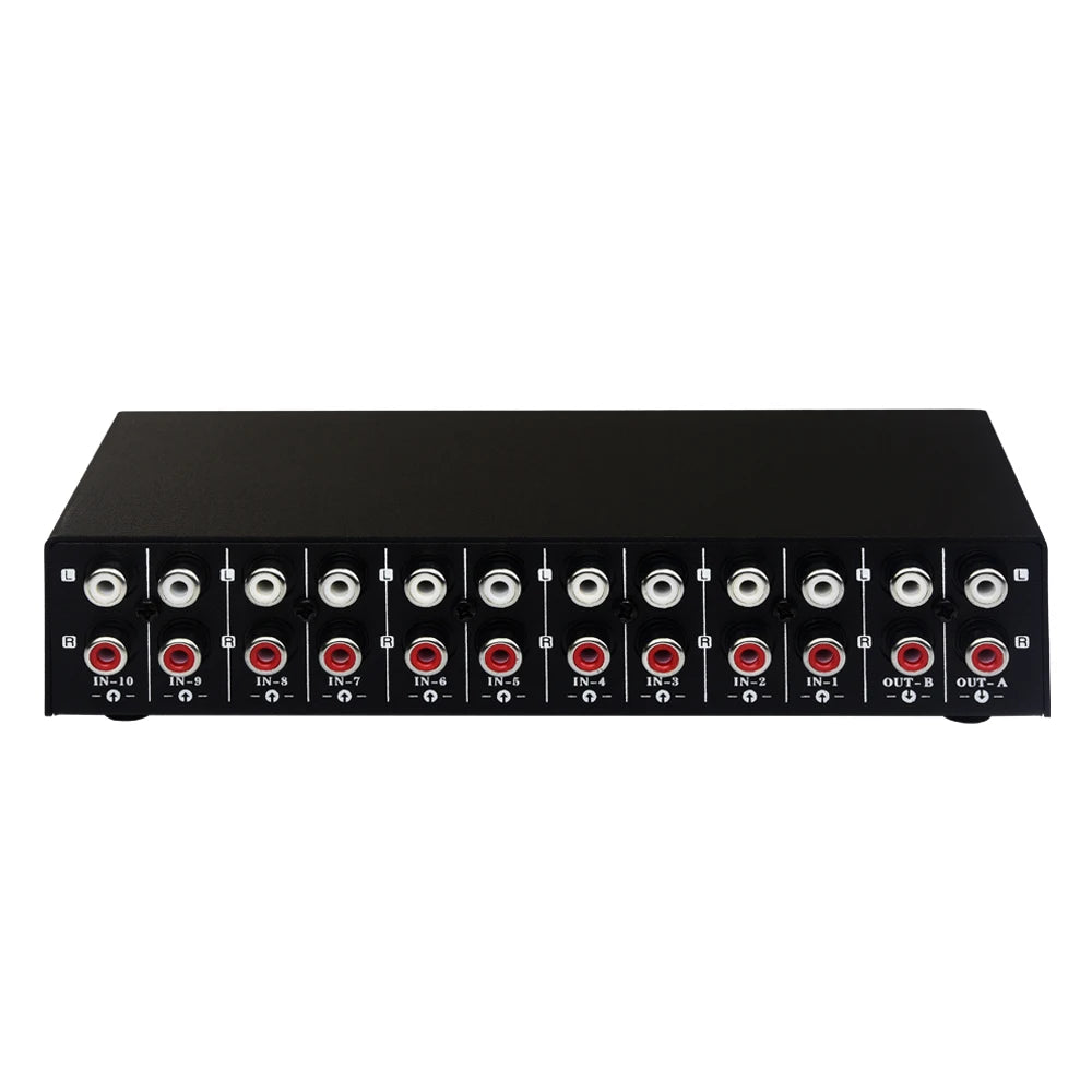 10-in 2 or 2-in 10-out audio signal selection switcher\audio switcher\speaker switcher\two-way switch RCA interface