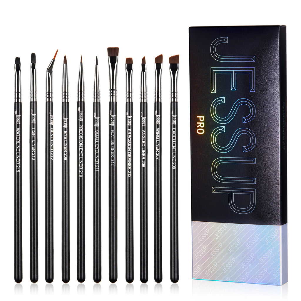 Jessup Eyeliner Brushes set,11pcs Eyeliner Brush Professional,Tapered Angled Flat Ultra Fine Precision Eyeliner Brush set T324