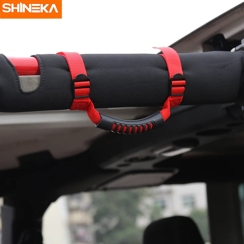4x4WD Armrest Top Grab Handles Grip Bar Pulling Tab Roll Bar Mount For Jeep Wrangler CJ TJ JK JL Sports Sahara Rubicon
