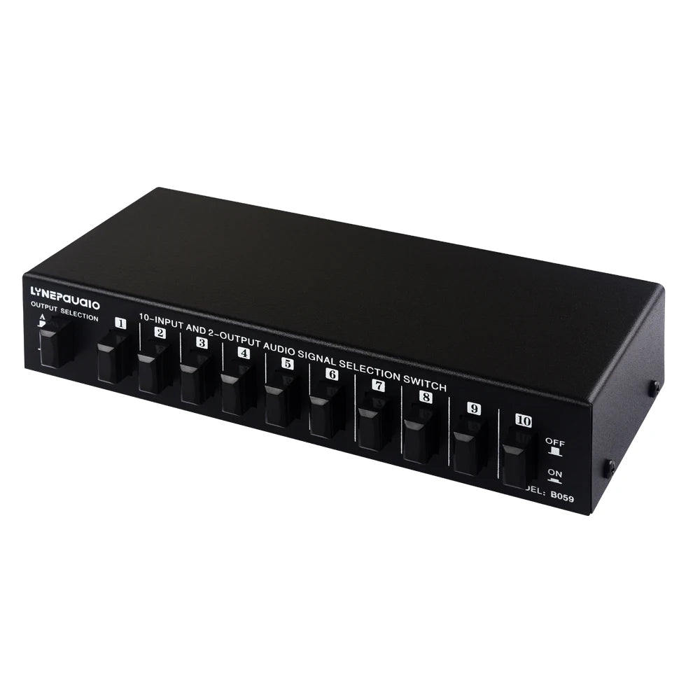 10-in 2 or 2-in 10-out audio signal selection switcher\audio switcher\speaker switcher\two-way switch RCA interface