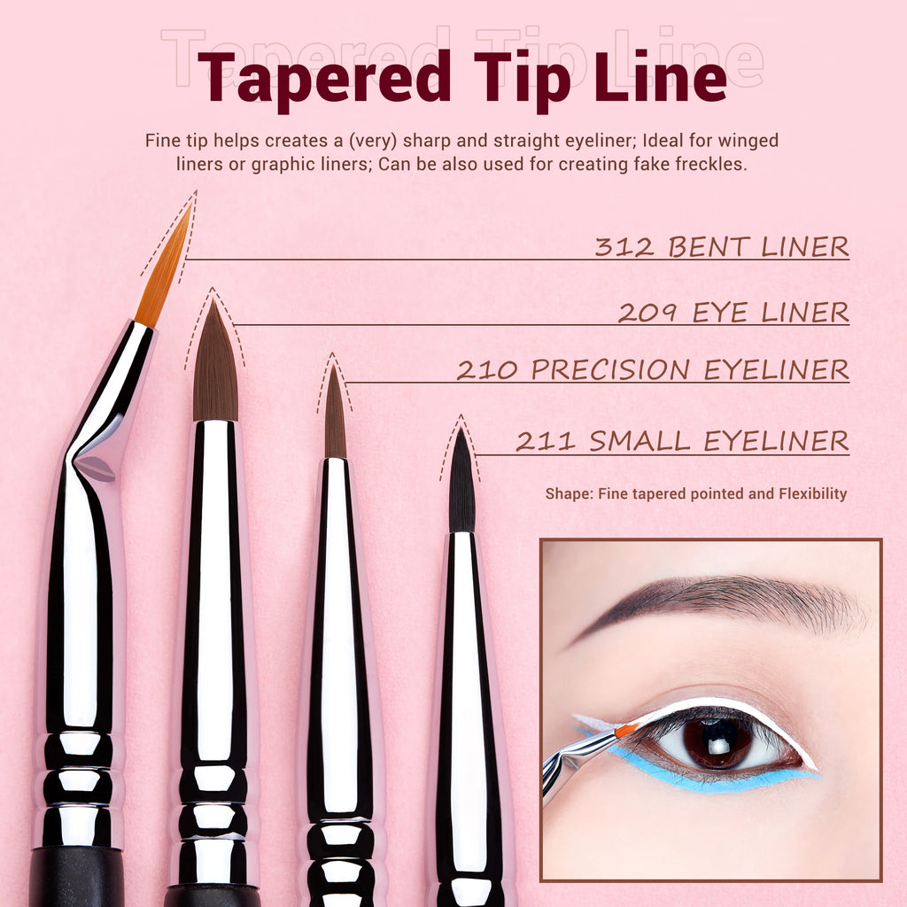 Jessup Eyeliner Brushes set,11pcs Eyeliner Brush Professional,Tapered Angled Flat Ultra Fine Precision Eyeliner Brush set T324