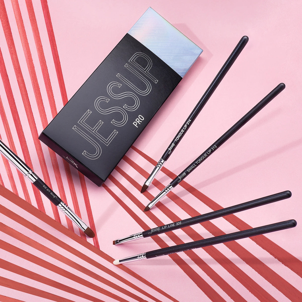 Jessup Lip brushes set,Pro contour different lip shapes,Synthetic,small/cat-tongue /flat/round/tapered-tip lipliner brush T325