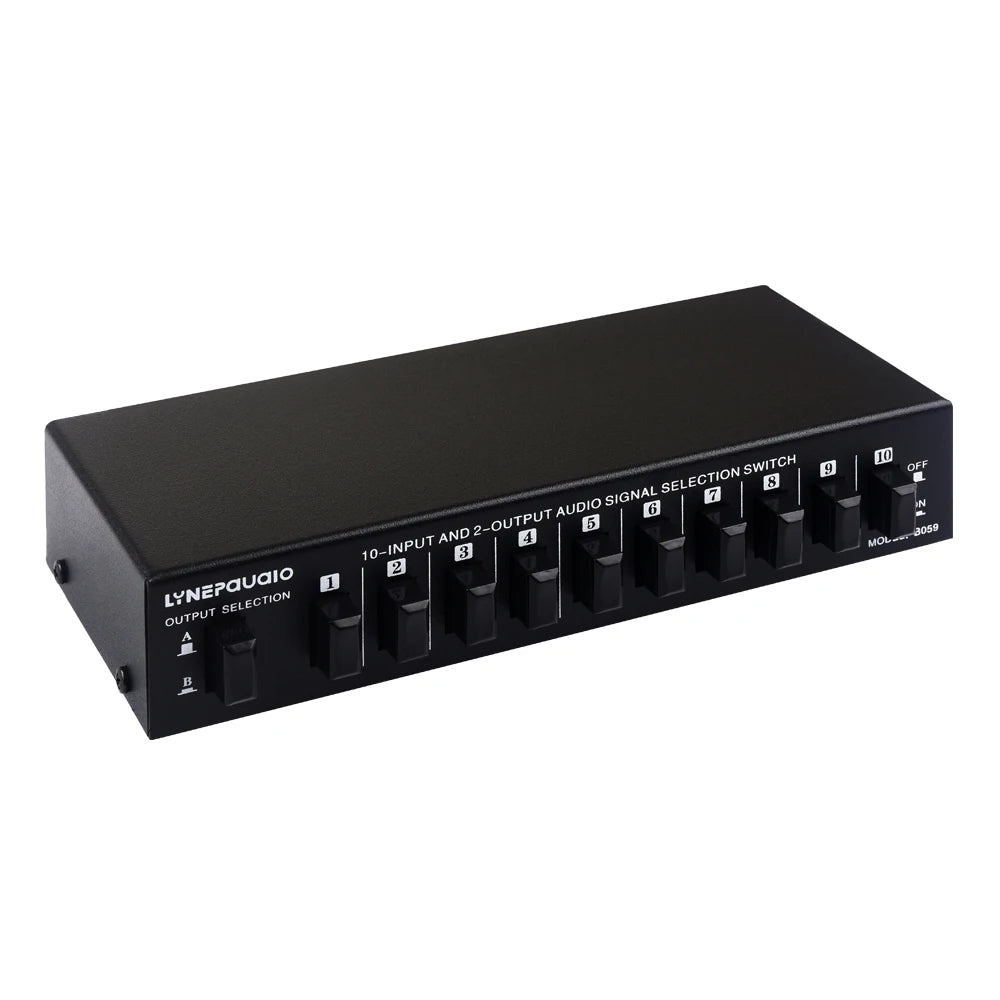 10-in 2 or 2-in 10-out audio signal selection switcher\audio switcher\speaker switcher\two-way switch RCA interface